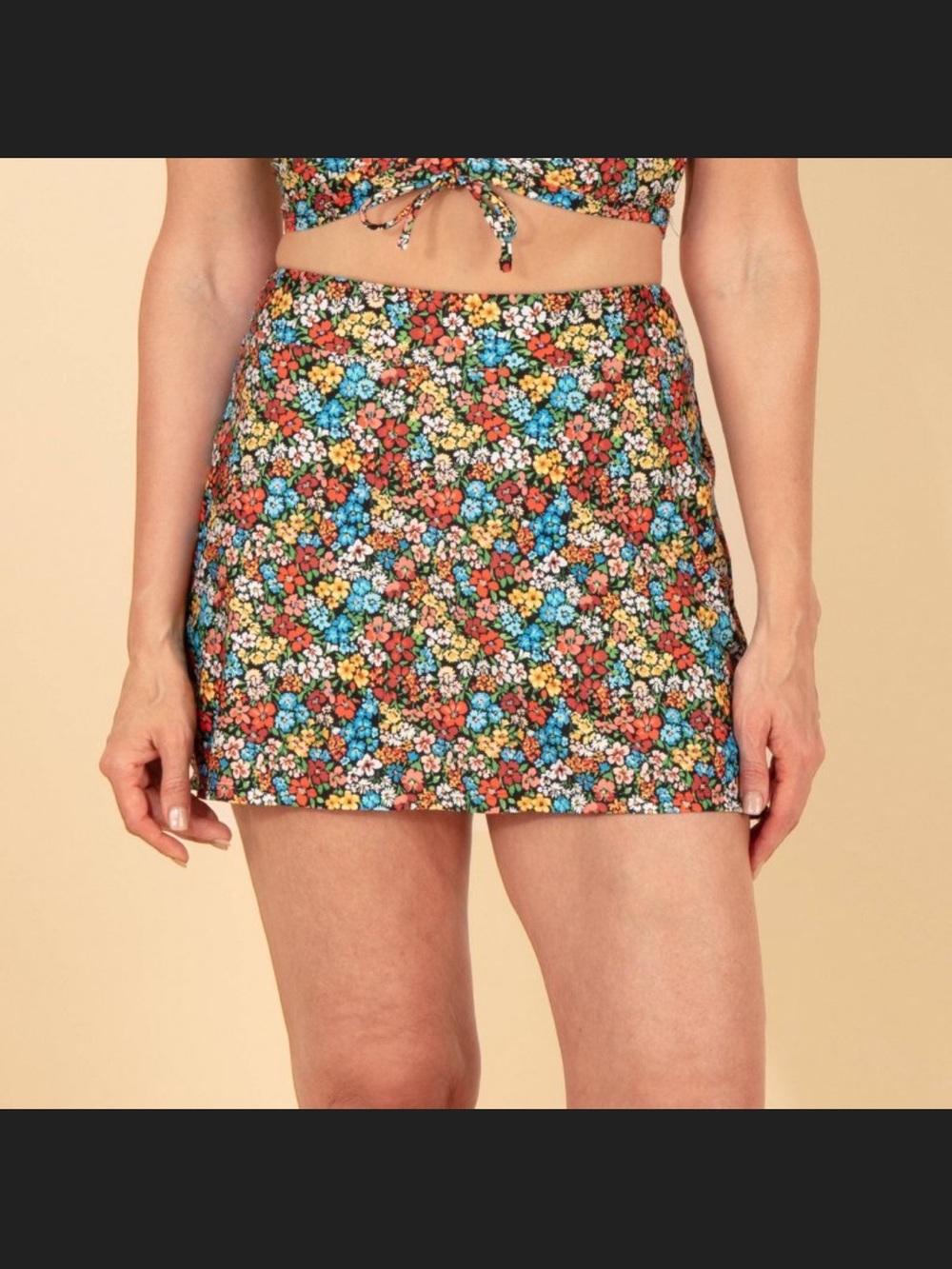 Floral Printedr swim Mini Skirt - Multicolor